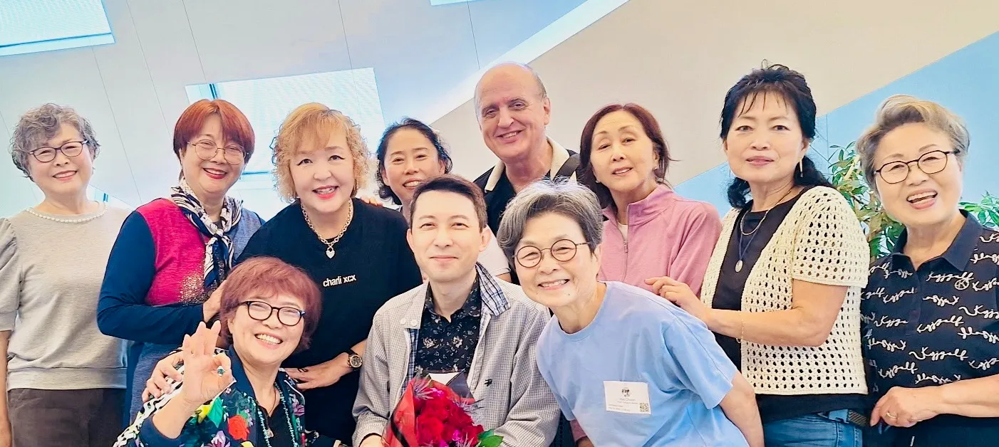Cris with a group of his students